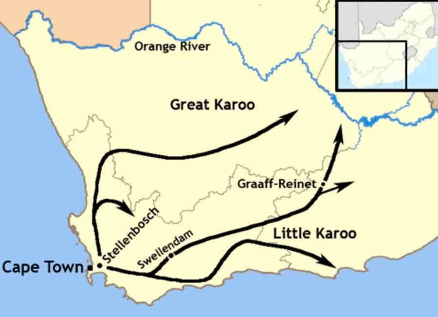 К концу XVIII века буры освоили обширные территории вне Капской колонии, приближаясь к Оранжевой реке.