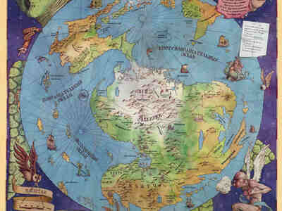 Плоский мир разделен на различные континенты, океаны, горы и реки.