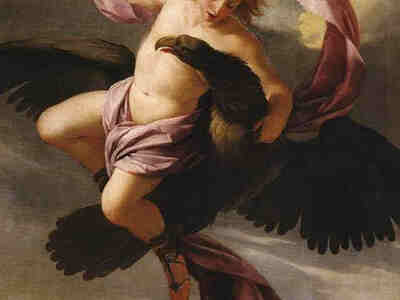 Звали юношу Ганимед и был он настолько красив, что Зевс послал своего орла, чтобы  похитить его (по другим мифам - Зевс самолично полетел в образе орла).