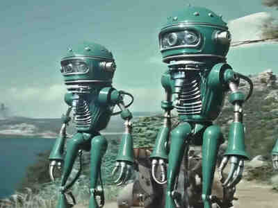 Кадр трейлера Матрицы в стиле фильма 1950-х годов.