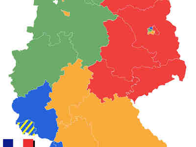 В соответствии с договоренностями, достигнутыми в Ялте, союзники уступили Советскому Союзу те части оккупационной зоны советской, которые они временно заняли (а это территории Саксонии, Тюрингии, Померании), ну а взамен Советский Союз выполнил свои обязательства. В октябре 1945 года американские и британские, чуть позже французские войска прибыли в Берлин и разместились в западной части города.