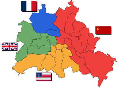 Город Берлин  был разделён, как столица Германии, на четыре сектора.