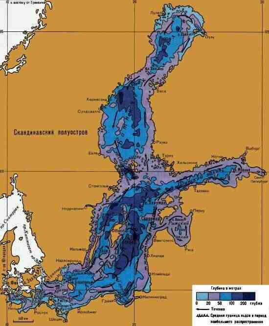 Рельеф дна и течения Балтийского моря