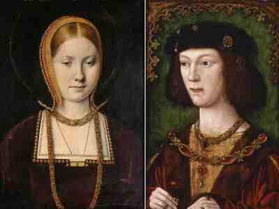 Молодая Екатерина Арагонская и Генрих VIII в молодости, в год вступления на престол